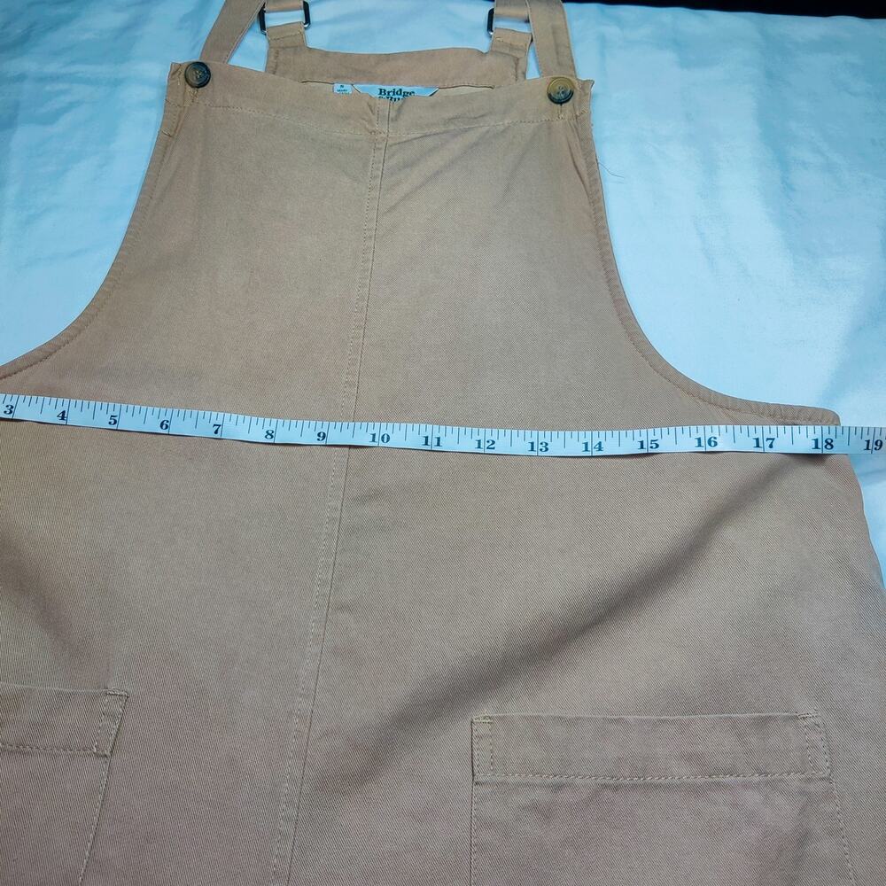 Bridge & Burn Khaki Tan Wide Leg Overall Bibs Cropped Culottes Jumpsuit Small - Picture 9 of 12